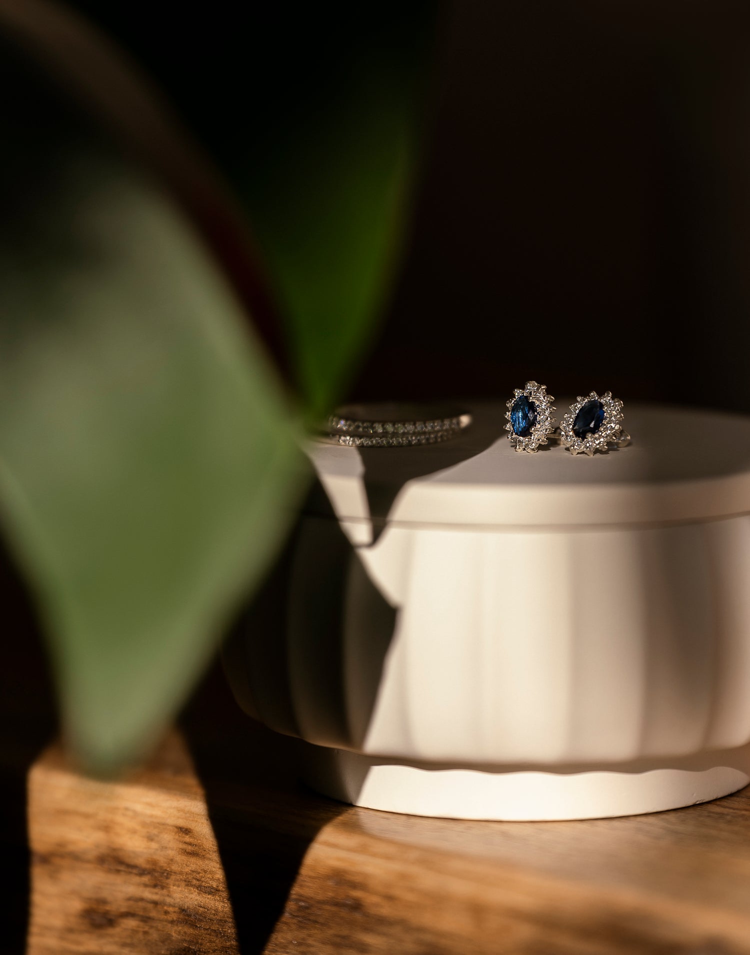 Vyda Jewelry Kate Studs Sterling Silver in Sapphire Blue with Aletha Ring Infinitty Cubic Zirconia