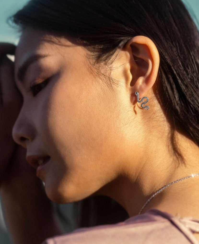 Olivia Snake Silver Earrings