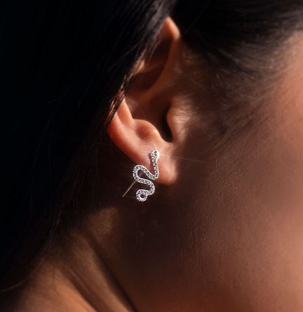 Olivia Snake Silver Earrings